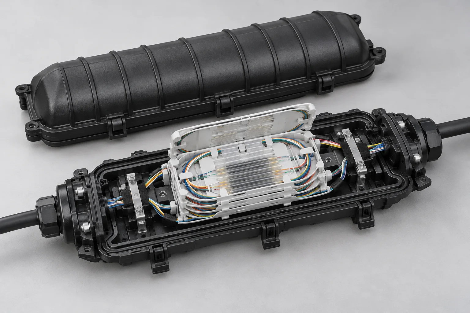 Optical fibre splice closure with internal cable organisation